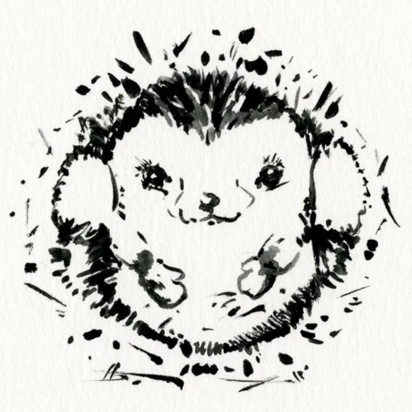 Adorable Hedgehog 12Small Minimalist Ink Illustration by Kathy Morton Stanion